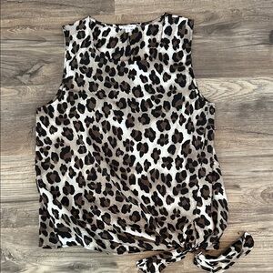Mittoshop Leopard Print Tie-Front Blouse